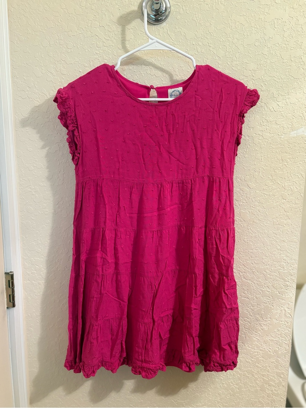 Blue Rain Hot Pink Short-Sleeve Tiered Mini Dress